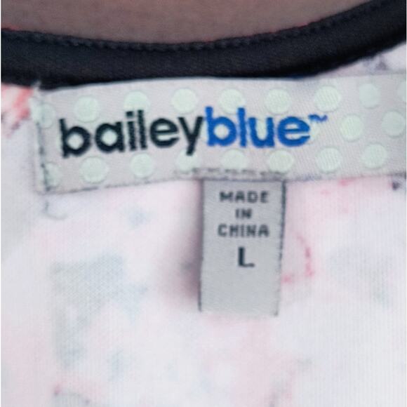 Bailey Blue Stretch Knit & Mesh Dress Women's Sz L Multicolor Floral Sort Sleeve - Picture 2 of 12